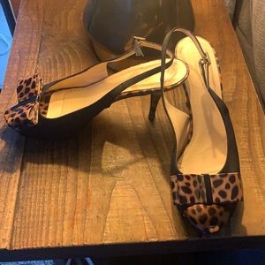 Kate Spade sling back leopard and black heels